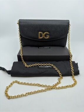 Dolce & Gabbana DG Logo Dauphine Leather Wallet on Chain (WOC)